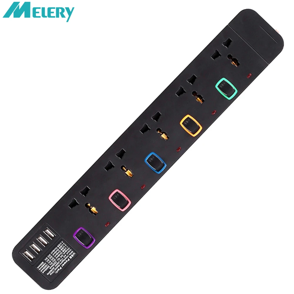 멀티탭 서지 보호대 멀티프라이즈 전기 범용 USB 플러그 소켓, 개별 스위치, 3m, 9.8ft 익스텐션 코드, 5 콘센트