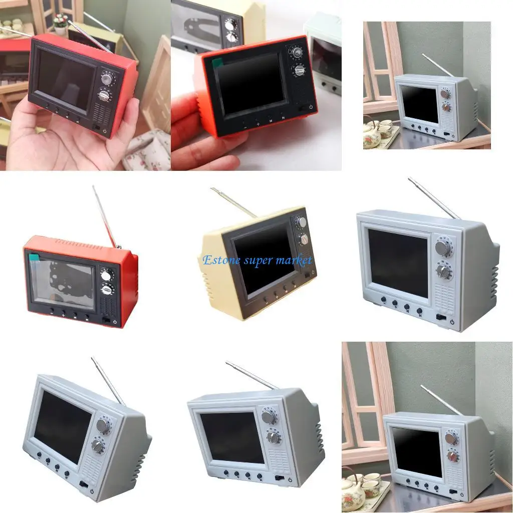 

090B Interactive Playable LCD Screen Toy Television Miniature Doll House Accessories