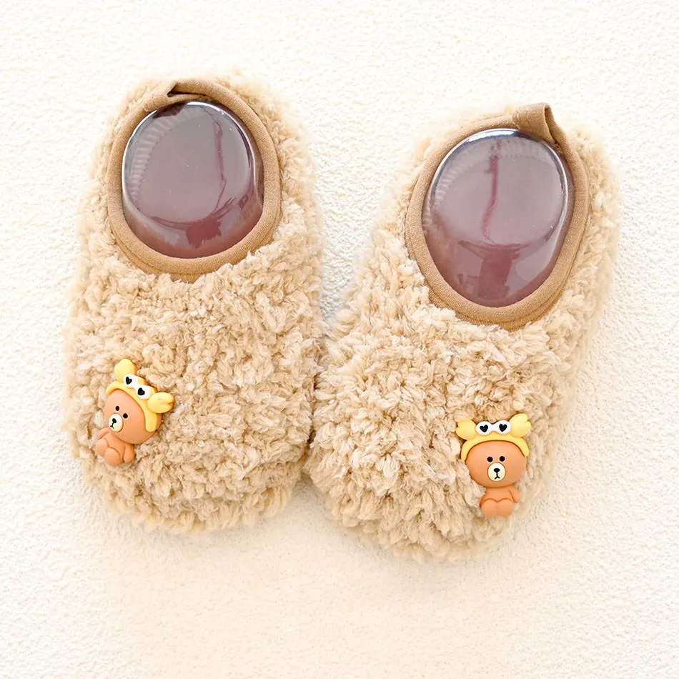 Baby Boy Girl Cute Cattoon Shoes Newborn First Walkers Baby Shoes Kids Soft Sole Shoes Toddler Fleece Keep Warm Prewalker Shoes