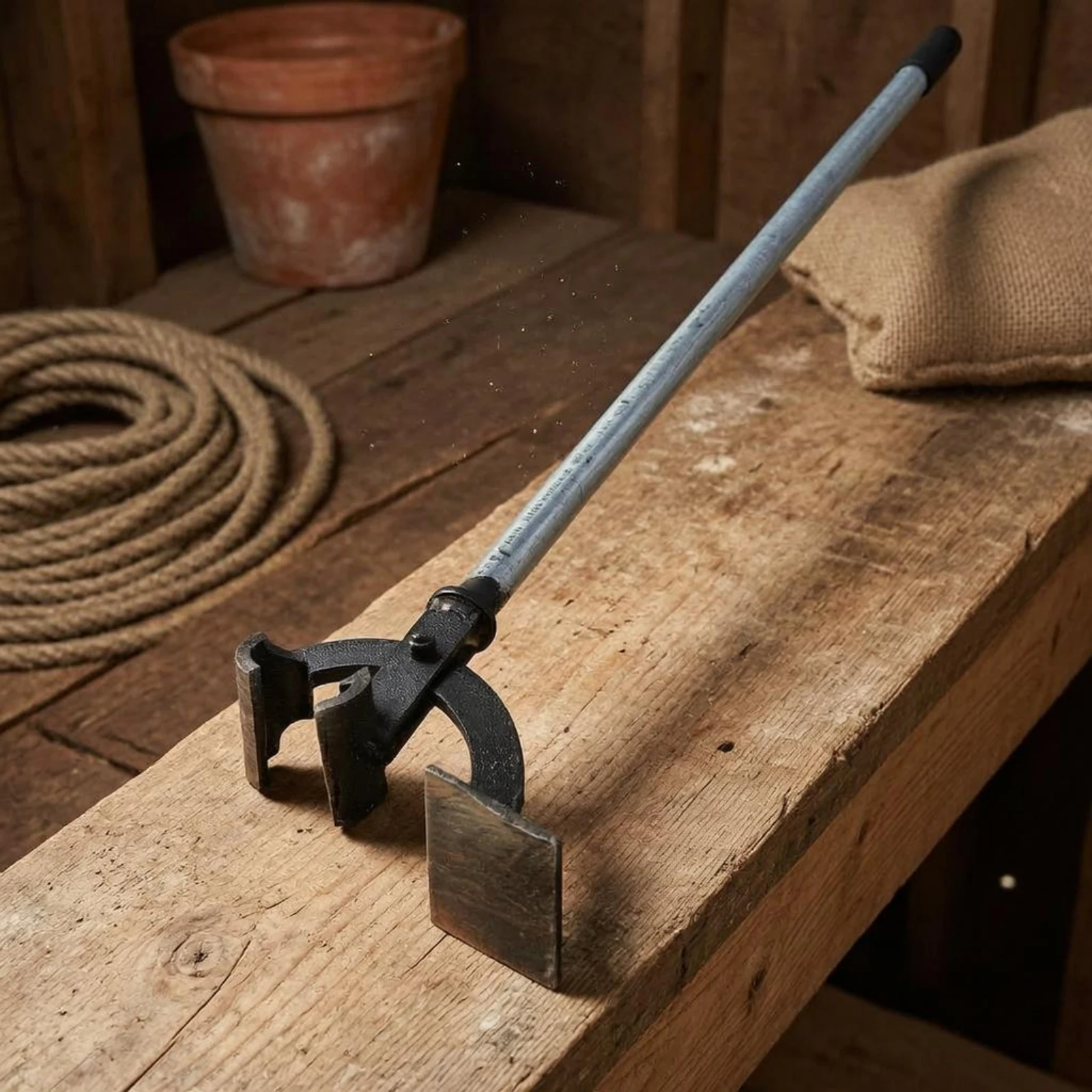 Long-Handled Root Puller Curved Frame Metal Root-Pulling Tool Gripping Prongs