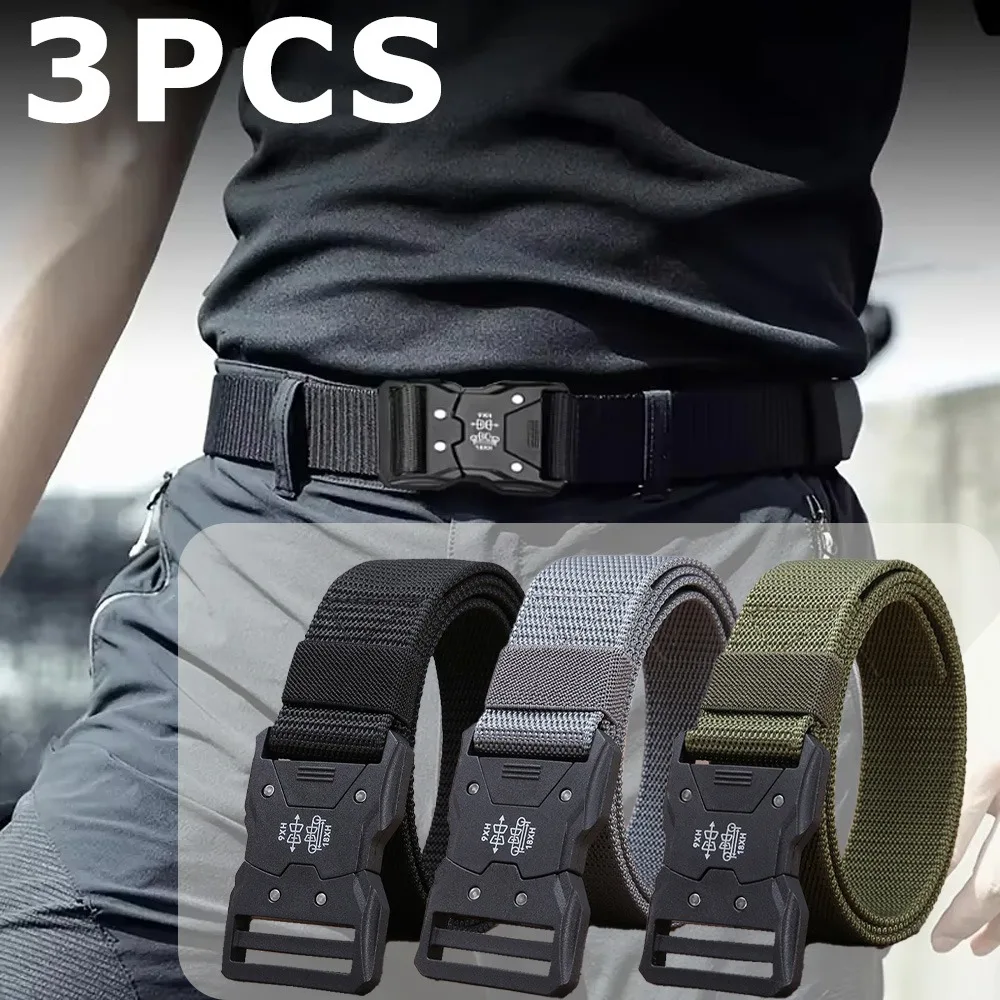 

Новый универсальный тактический ремень для мужчин (3 шт.) - прочный, регулируемый дизайн - для любителей активного отдыха, охоты и спорта