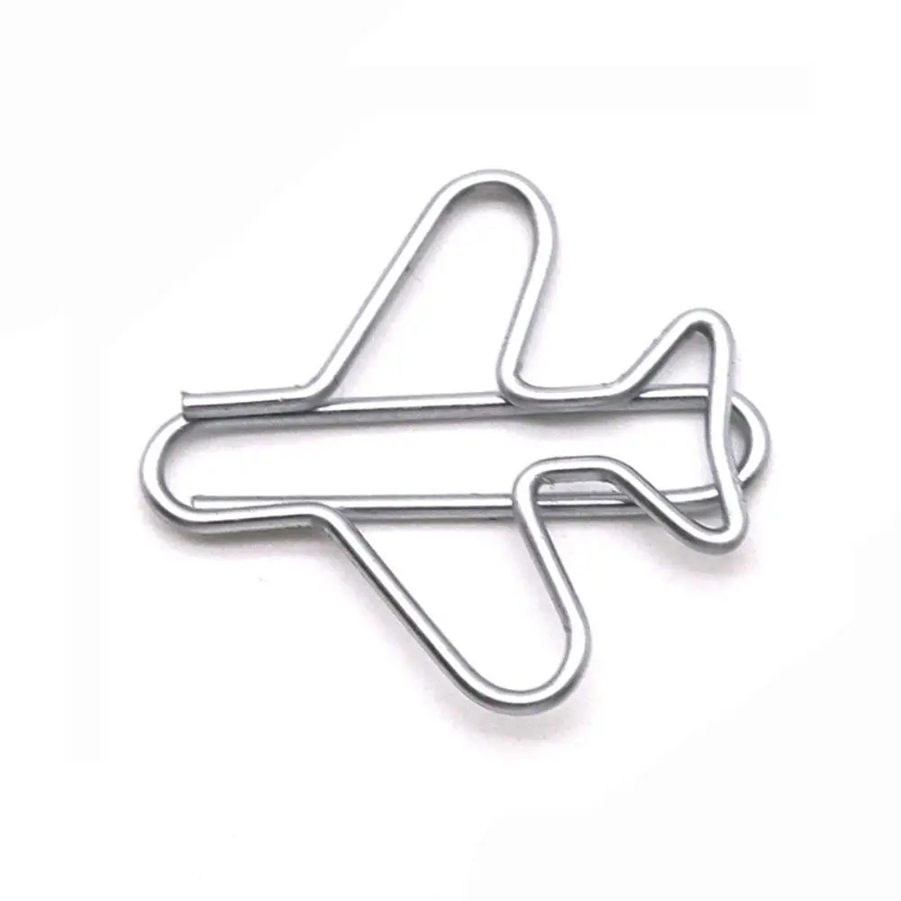 10 Pcs Metal Airplane Shape Office Paper Clips School Office Stationery 2.7x2.5cm DIY Paper Clip Holder Craft Supplies