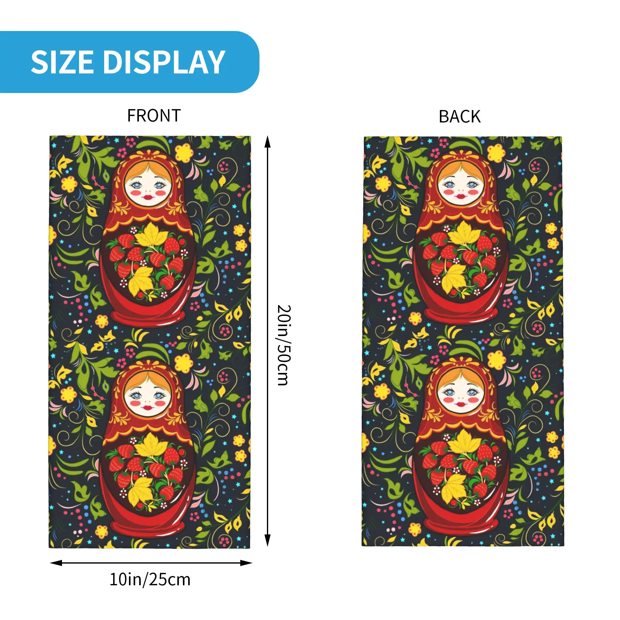Matryoshka Doll Russia Russian Folk Art  Bandana Winter Neck Warmer Women Windproof Wrap Face Scarf for Ski  Gaiter Headband