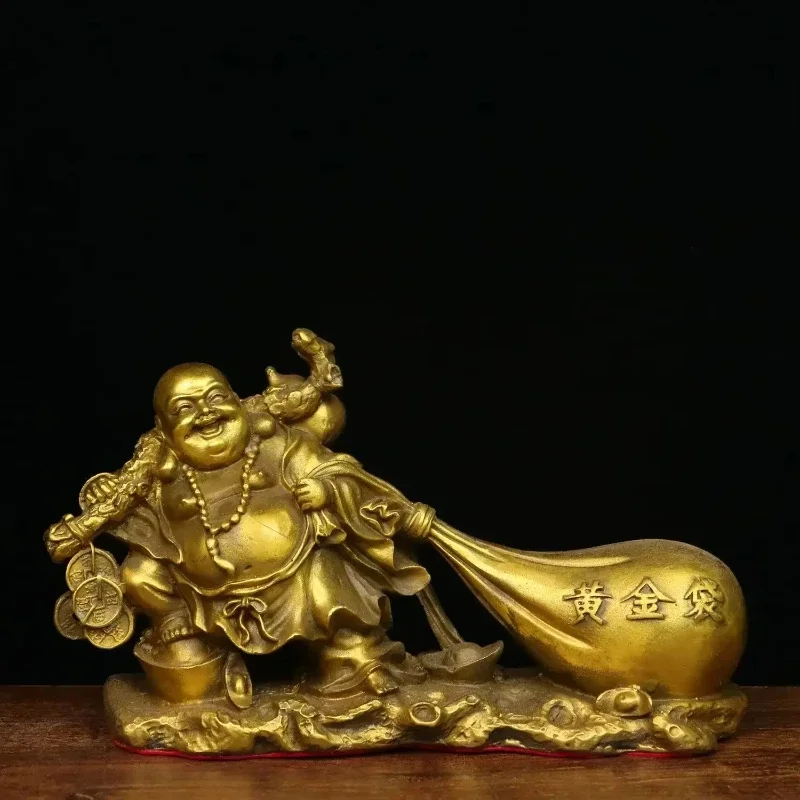 

Feng Shui Copper Laughing Buddha Ornament Maitreya Buddha Statue Big Belly Home Company Opening Gift