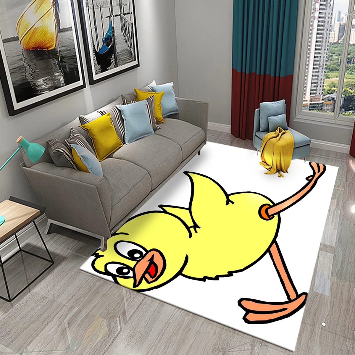 3D Cartoon Cute Cock Chicken Pattern Printed Carpet for Kitchen Living Room Bedroom Bedside Non-slip Absorbent Carpet Home Decor