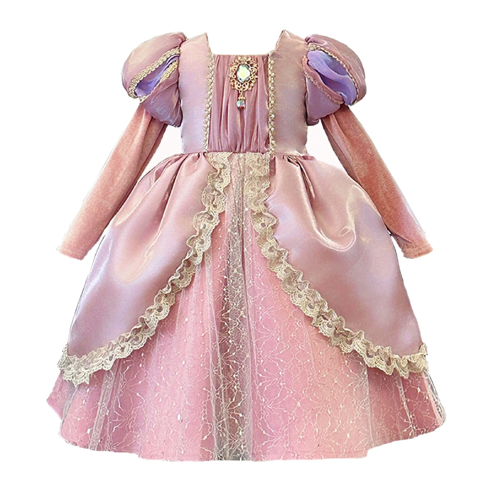 Kinder Rosa Aurora Prinzessin Lolita Kleid Halloween Kostüm Mädchen Dornröschen Prinzessin Cosplay Geburtstag Party Kleider für 2-12 Jahre