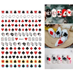 3D Poker Design Nail Art Stickers Playing Cards Nail Adhesive Decorations Spades Red Hearts Nail Decals Cute Nail Designs