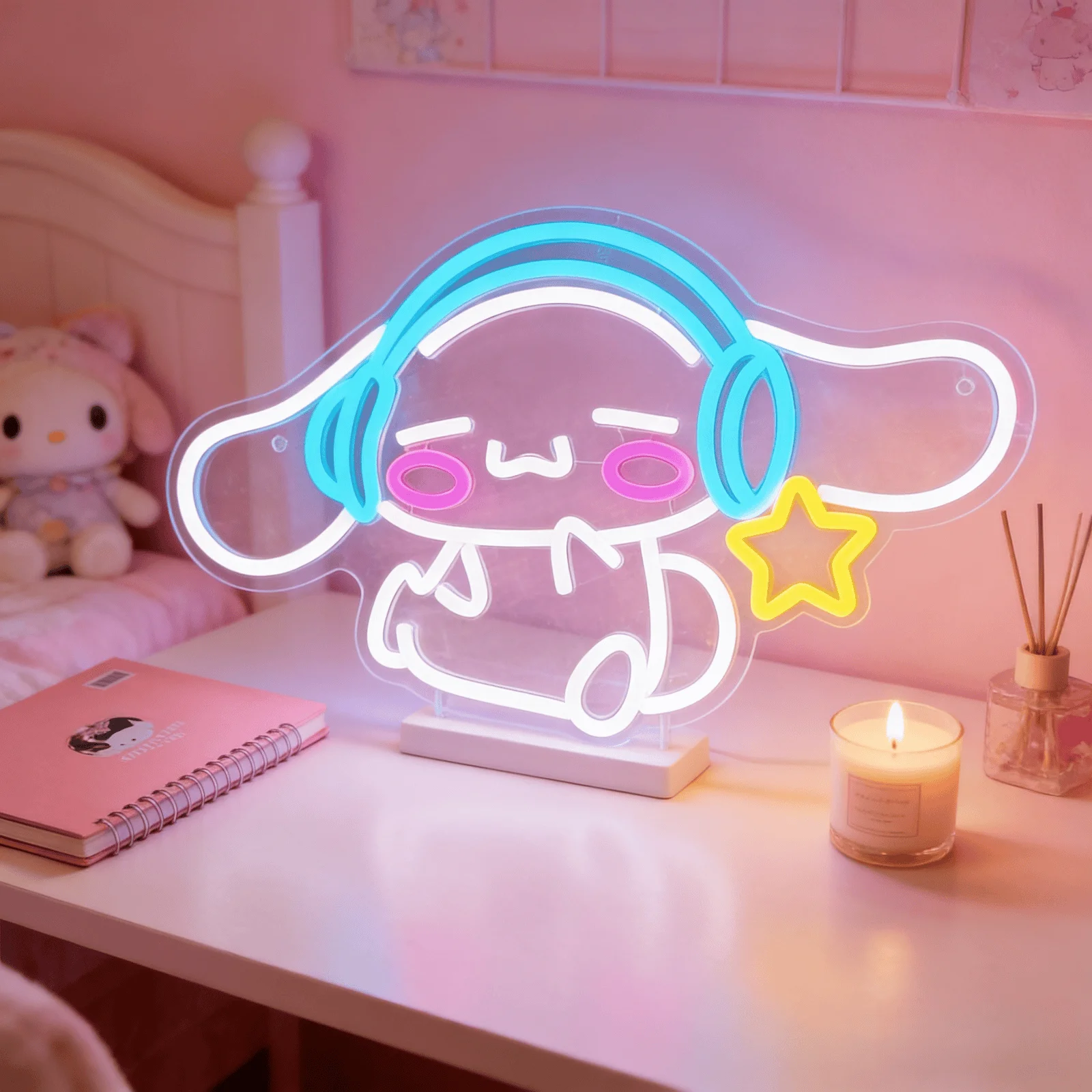

Cute Cartoon Dog with Headphones USB Dimmable Neon Sign LED Light for Bedroom Kids Room Gaming Room Decor Music Lover Gift