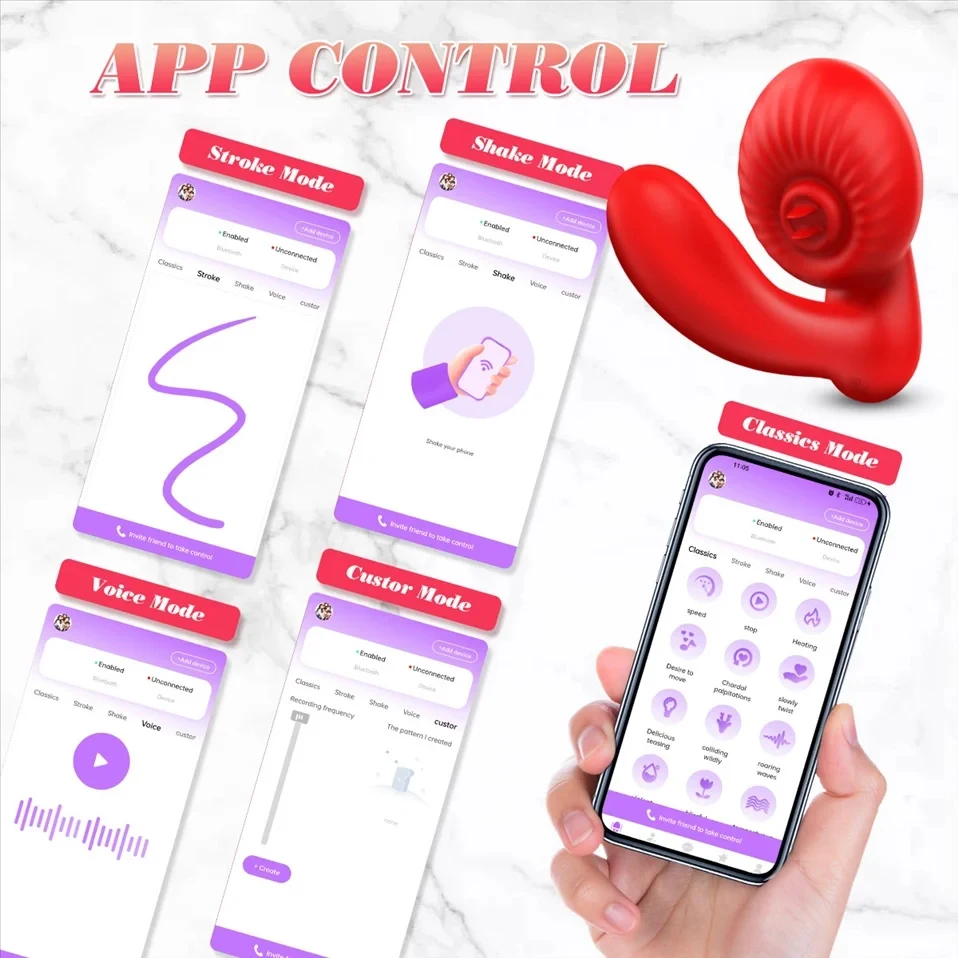 APP-Controlled Wearable Vibrator for Women 10-Speed Vibration Clit Licking Stimulator Heating Waterproof USB Charge Sex Aldult