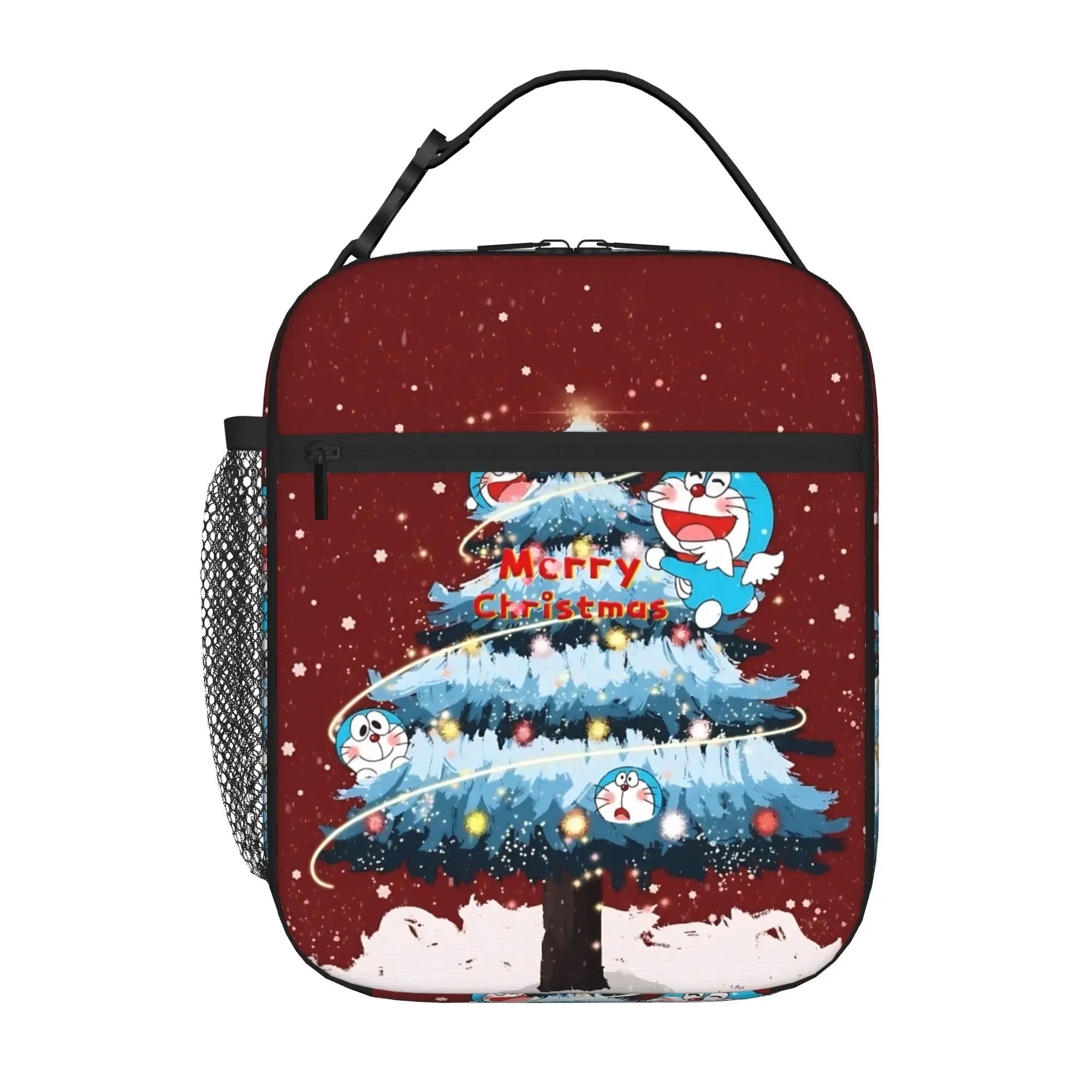 1 Piece For Students Food Container Merry Christmas Tree Holiday Winter Portable Pocket Doraemoning Zipper Closure Food Pouch
