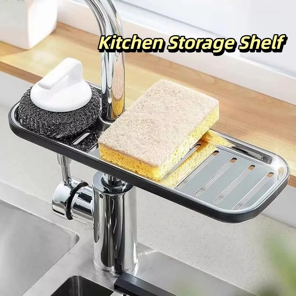 

Anti-Rust Stainless Steel Sponge Holder Drainage Storage Adjustable Sink Rack Finishing Rack Pool Rag Storage Draining Rack