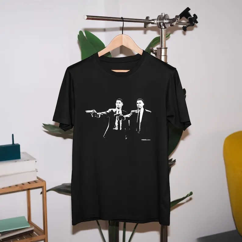 

William Saliba & Gabriel Magalhães Pulp Fiction Style T Shirt Graphic cotton Vintage round neck Streetwear Tees Short Sleeve