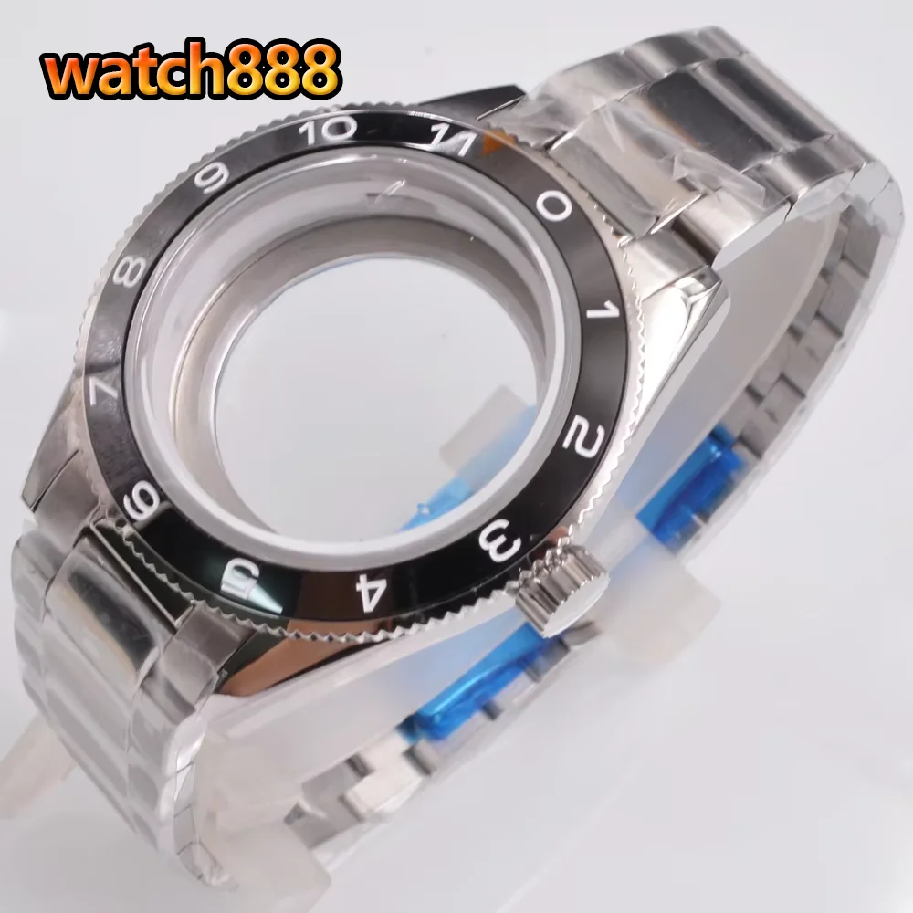 

41MM Sapphire Glass Silver Watch Case Fit NH34 NH35 NH36 ETA2824 PT5000 ST2130 Movement Watch Accessories