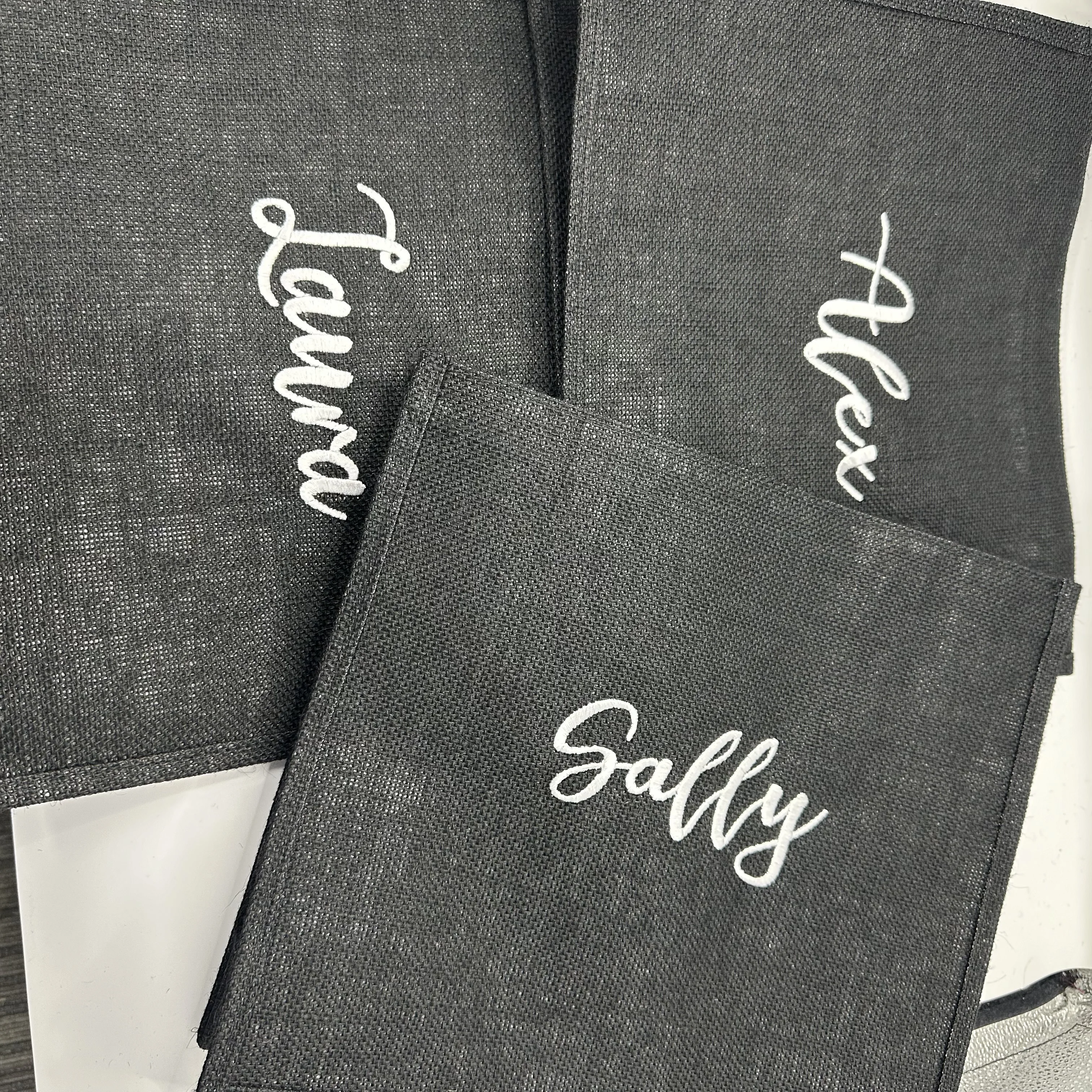 Personalized Custom Bridesmaid Gift With Black Linen Bag, Customized Name, Environmentally Friendly Shopping Bag