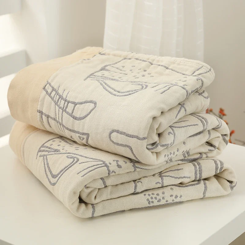 

Blanket Thickened Warm Household Five-Layer Bamboo Cotton Cartoon Class Printed Quilt Single Summer Dormitory Bed Sheet Simple