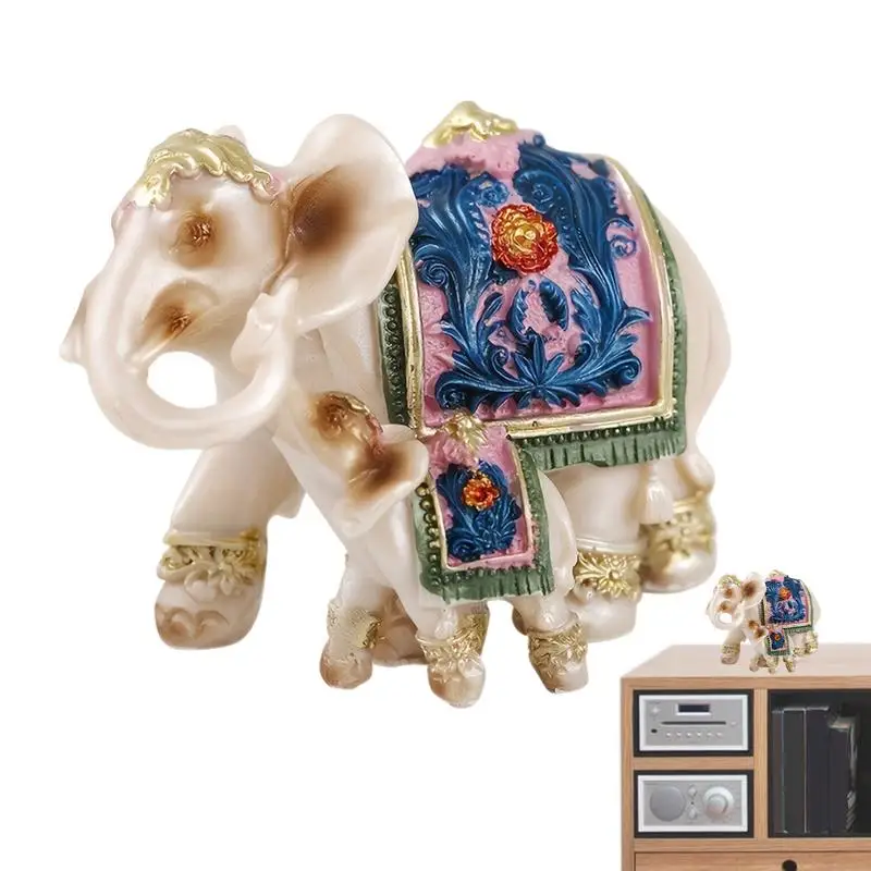 Mother Child Elephant Figurine Orchid Resin Elephant Figurine Weatherproof Creative Outdoor Indoor Ornaments Decorative Desktop