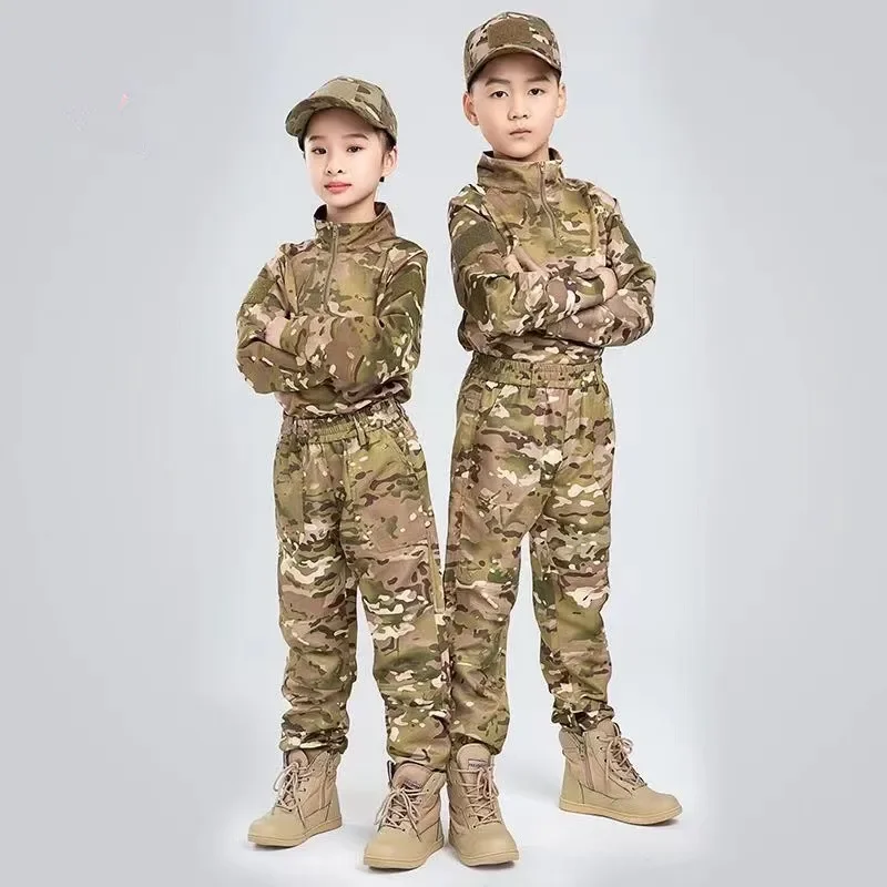 Tuta uniforme mimetica per bambini tuta da allenamento militare traspirante a maniche lunghe per studenti della scuola di sviluppo all'aperto