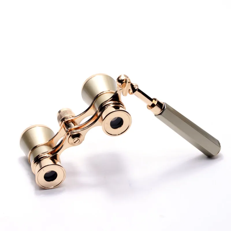 Portable Opera Glasses Binoculars Metal Body with Chain/handle Theater Telescope Women Girls Optical Design Gift Retro Binocular