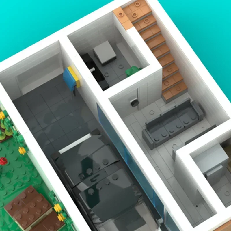 Moc Baustein Moderne Familie Haus Modell Technologie Ziegel DIY Montage Modulare Stadt Street View Spielzeug Für Urlaub Geschenke