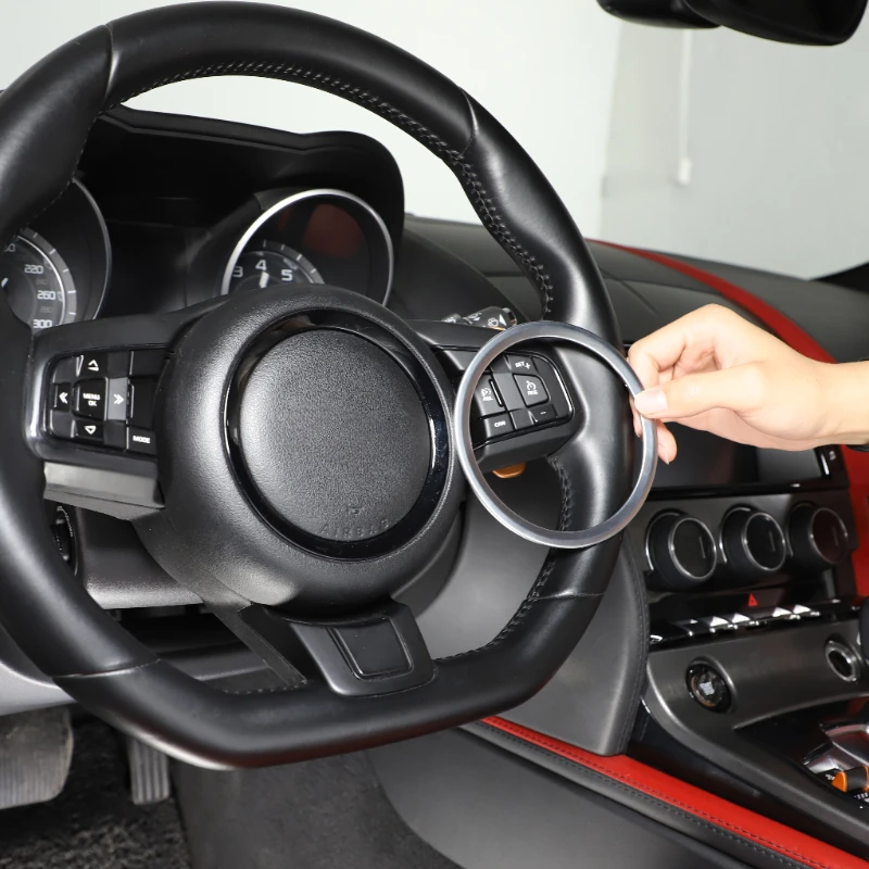 For Jaguar F-TYPE XFL F-PACE XE XEL X761 X760 ABS Carbon Fiber/Black Car Steering Wheel Ring Decorative Sticker Car Accessories