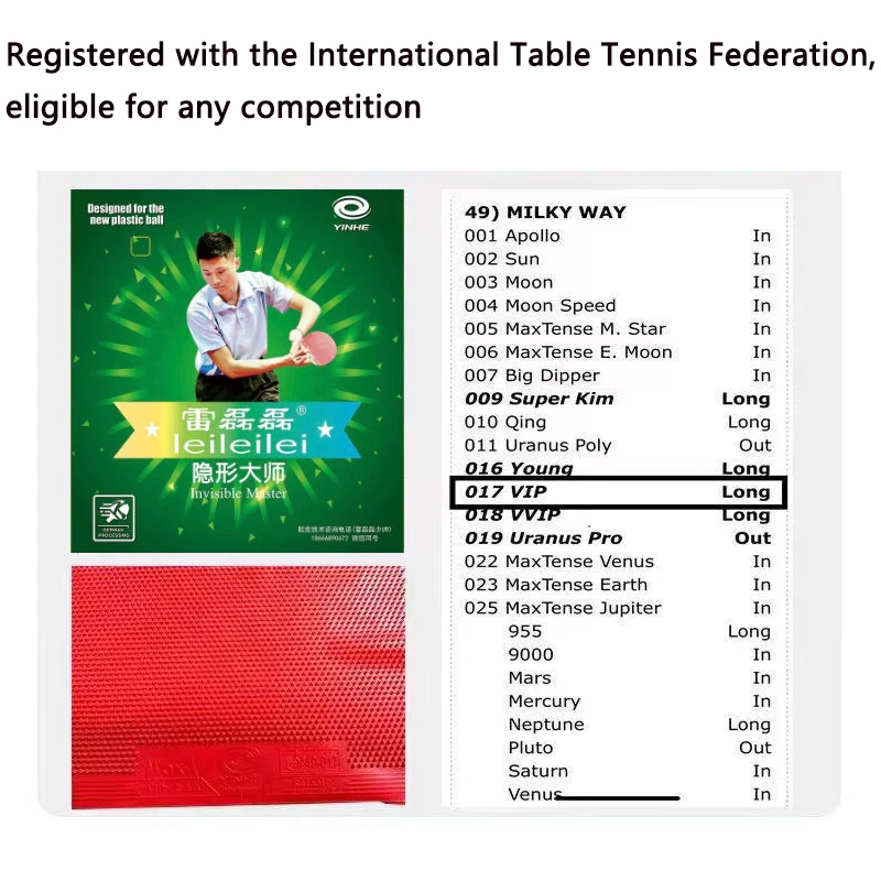 YINHE البثور الطويلة OX تنس الطاولة المطاط Lei Leilei غير مرئية ماستر VIP خاص غريب بينغ بونغ جزيئات المطاط المتوسطة