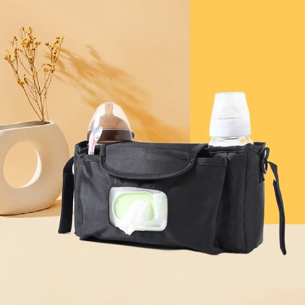 

Multifunctional Baby Stroller Bag Waterproof with Multiple Pockets Wet Wipe Hanging Bag Large Capacity Mom Handbag