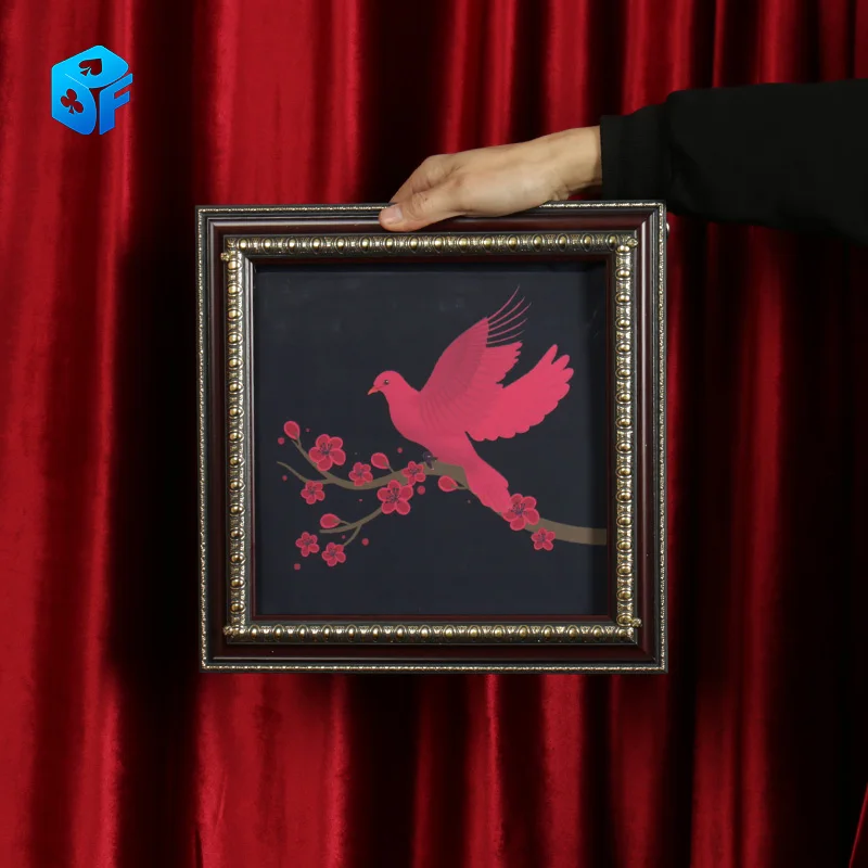 Deluxe Dove Frame Dove Picture Chang Color To Real Dove Stage Magic Tricks Double Change Magic Props Party Magic Show Comedy Toy