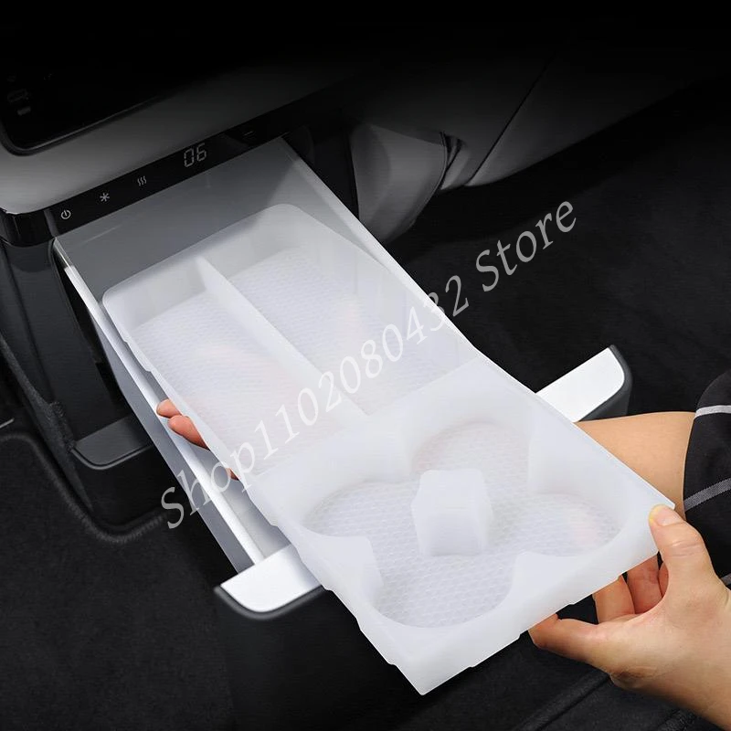 For Lixiang Li L6 L7 L8 2024 Restyling Car Silicone Refrigerator Storage Box Tray Auto Interior Storage Decoration Accessories