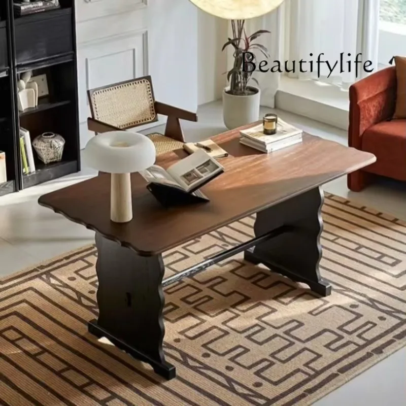 

American-Style Solid Wood Desk Living Room Workbench Retro Domestic Double Dining Table French Large Board Table