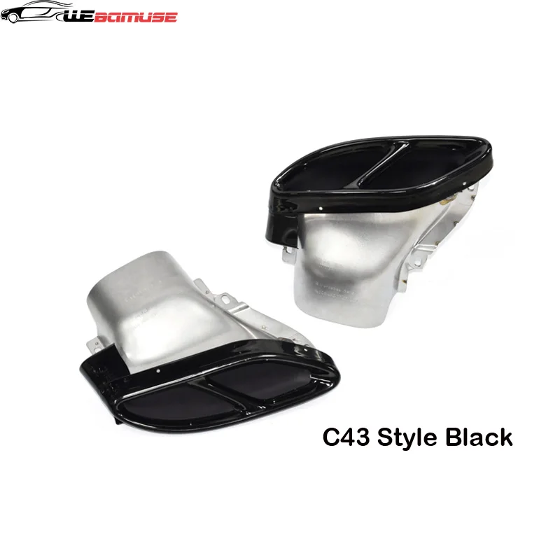 For Mercedes-Benz C-Class Tailpipe W205 C180 C200 C60 C300 Tailpipe Upgrade C43 Muffler Tip Exhaust System 2014-2021