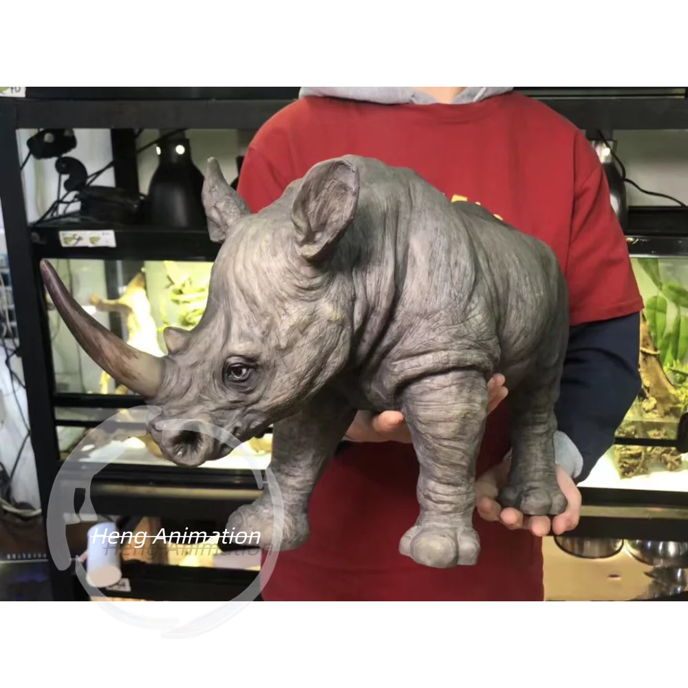 In Stock, Light Luxury Simulated Rhino Ornament, Rhino Realistic Tide Play Model Terrace Animal Sculpture  Collection  Tide Cool