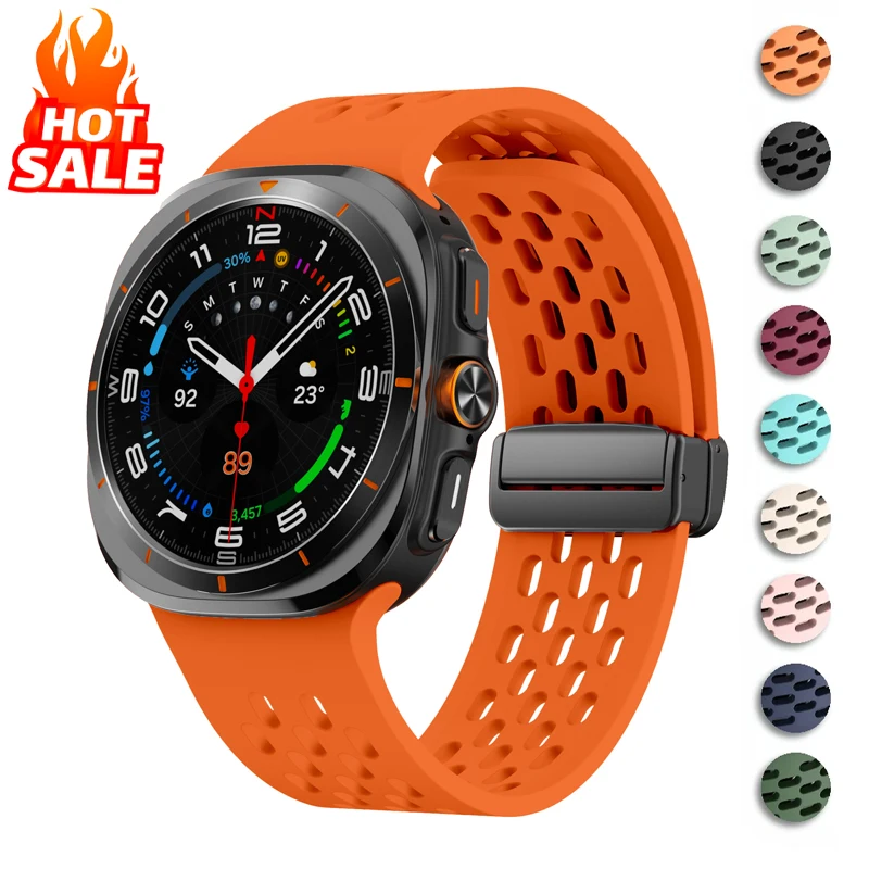 

Magnetic Strap for Samsung Galaxy Watch Ultra 47mm accessories Breathable Silicone belt Bracelet galaxy watch7 ultra band 47 mm
