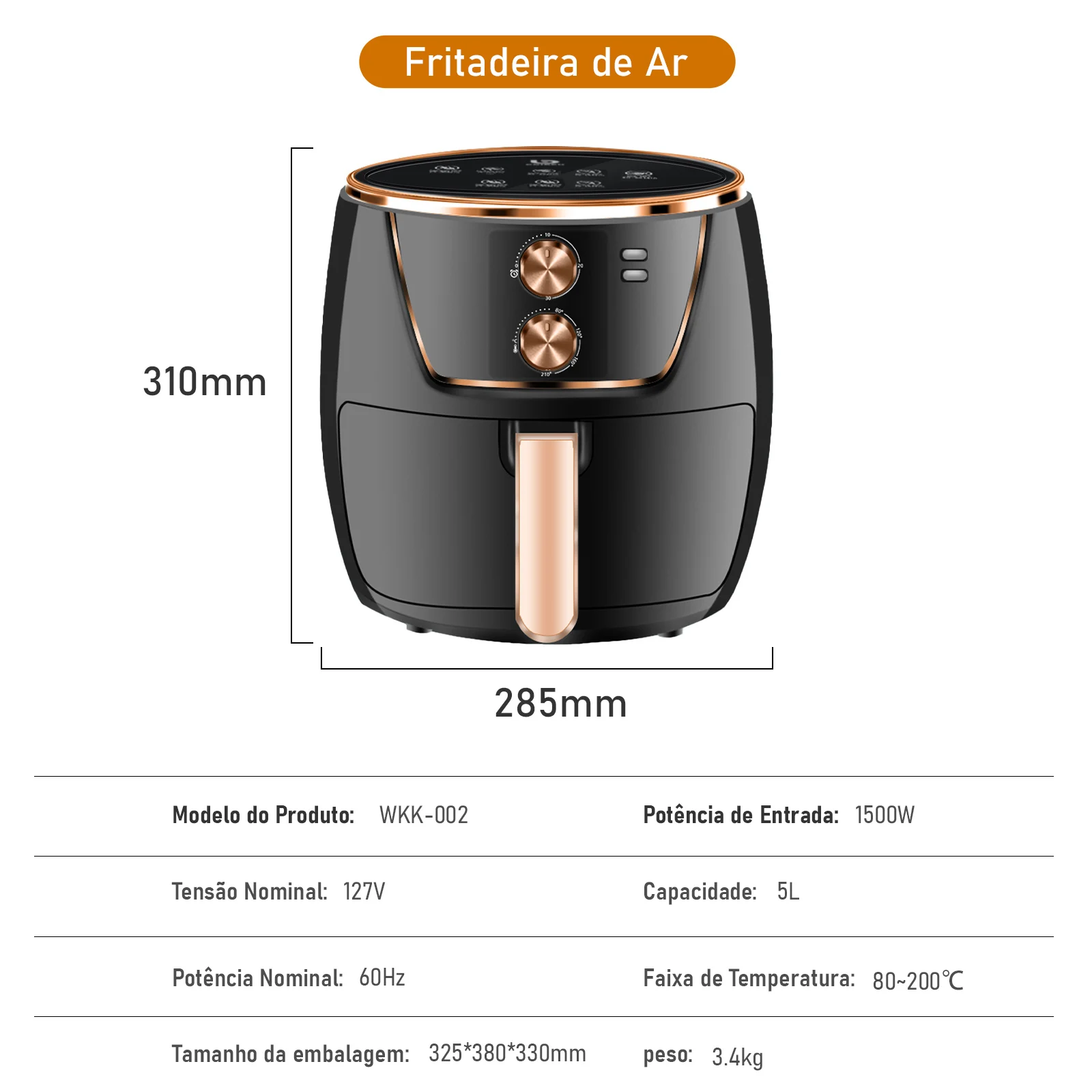 air fryer fritadeira eletrica air fryer fritadeira frete grátis elétrica forno127 Volts‎ 1500 watts，do brasil，presente,220V