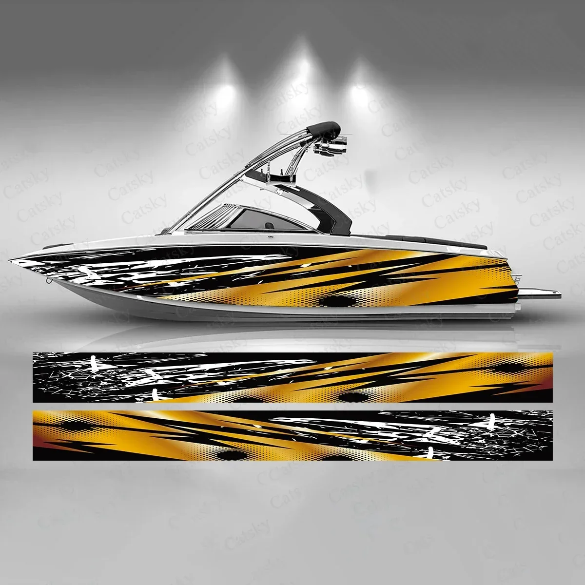 

Абстрактная Золотая черная красочная наклейка на лодку модная индивидуальная виниловая водостойкая наклейка на лодку с рисунком лодки