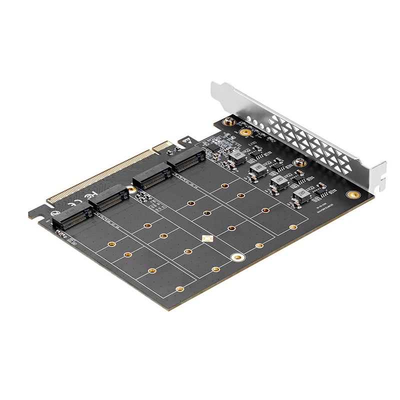 PCIE 4.0 NVME Adapter PCI Express x16 to 4 Port M.2 M-Key NVME SSD Expansion Card Riser Full Speed 256G Support Bifurcation Raid