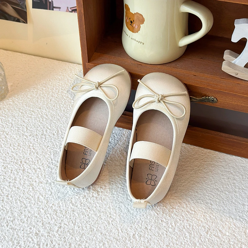 Spring Girls Cute Bow Mary Jane Flats Breathable Soft Sole Kids Ballet Shoes Casual Charming Princess Shoes for Little Girls
