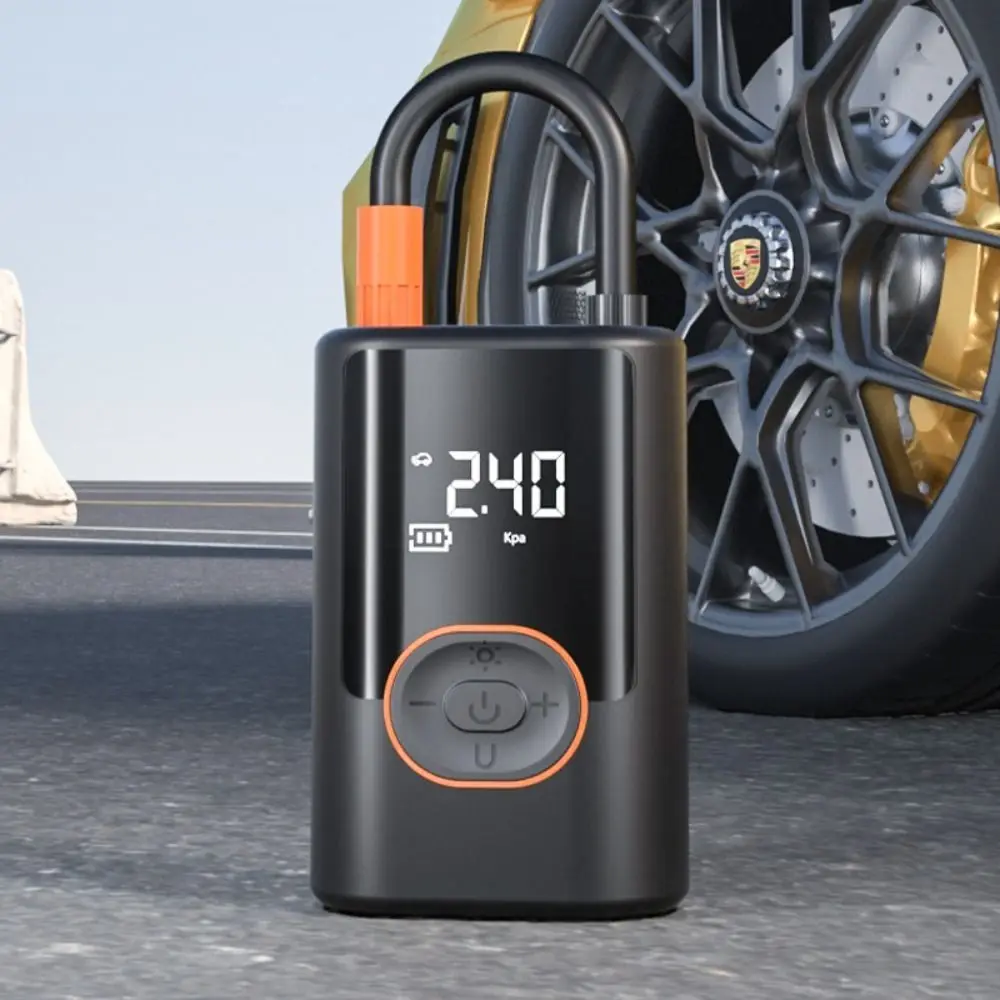 Portable Electric Air Pump Inflatable Rechargeable Car Tire Inflator with LED Light Wireless Charging Air Compressor Pump