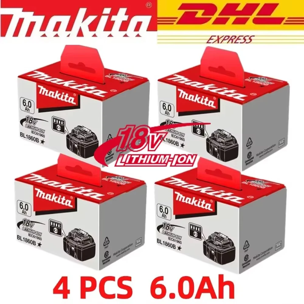 Makita Originele 18V 5.0Ah/6.0Ah Vervangbare LED Lithium-ion Batterij LXT BL1860B BL1860 Oplaadbare Power Tool Batterij 2026 Nieuw