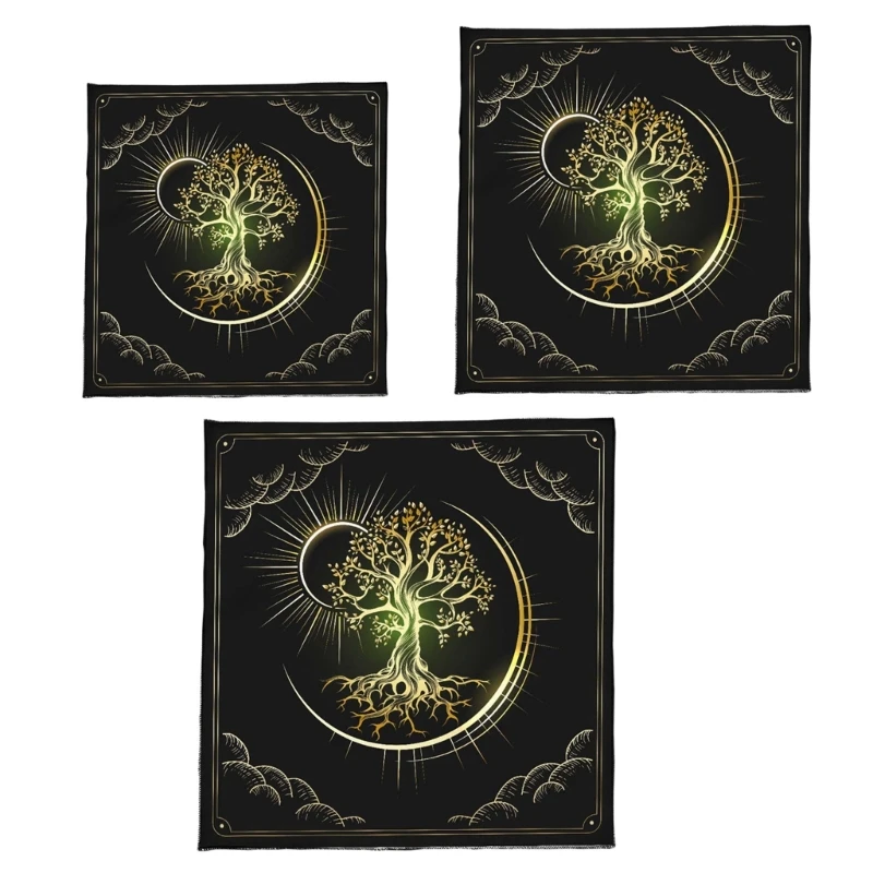 

Tarots Tablecloth Moon Sun Tree Astrologys Altars Cloth Divinations Cards Table Cloth Tapestry Decors Witchcrafts Supply