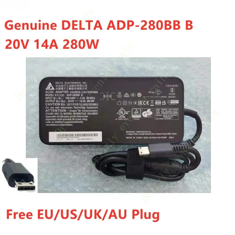 Genuine for DELTA ADP-280BB B 20V 14A 280W AC Adapter For MSI GE66 GE76 GP76 Clevo X170SMG Gaming Laptop Power Supply Charger