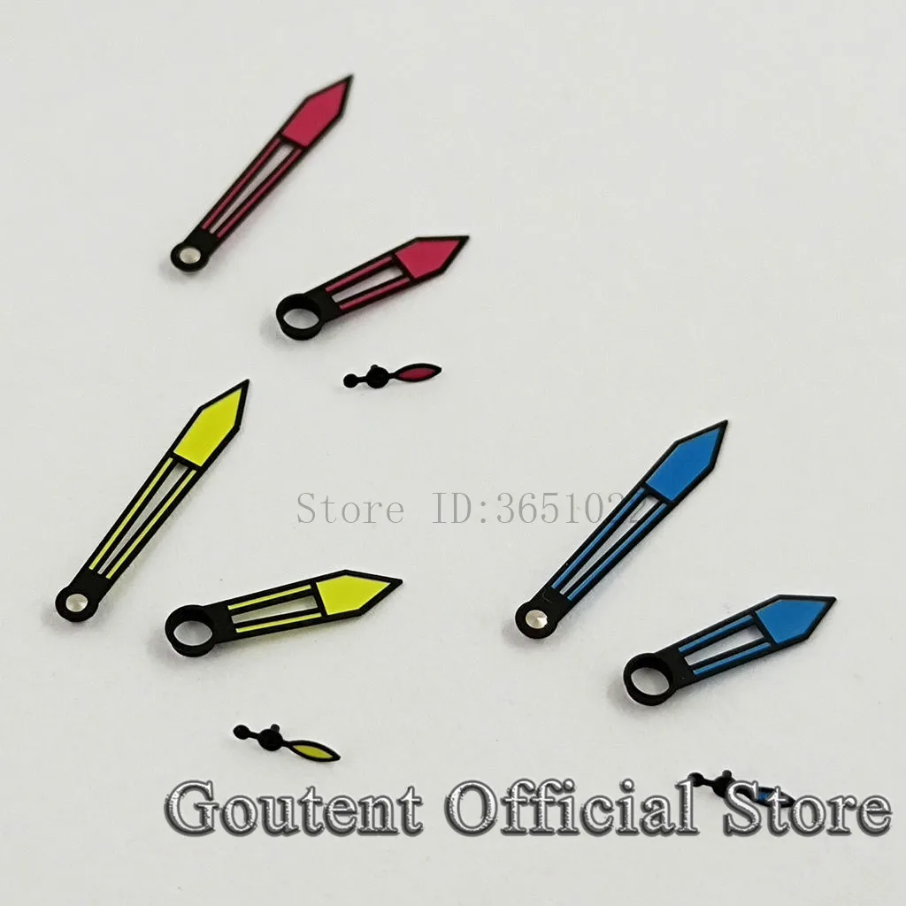 Goutent 4 Types Black Blue/Yellow/Green/Red Watch Hands Fit ETA 6497 6498 Seagull 3600 3620 Movement