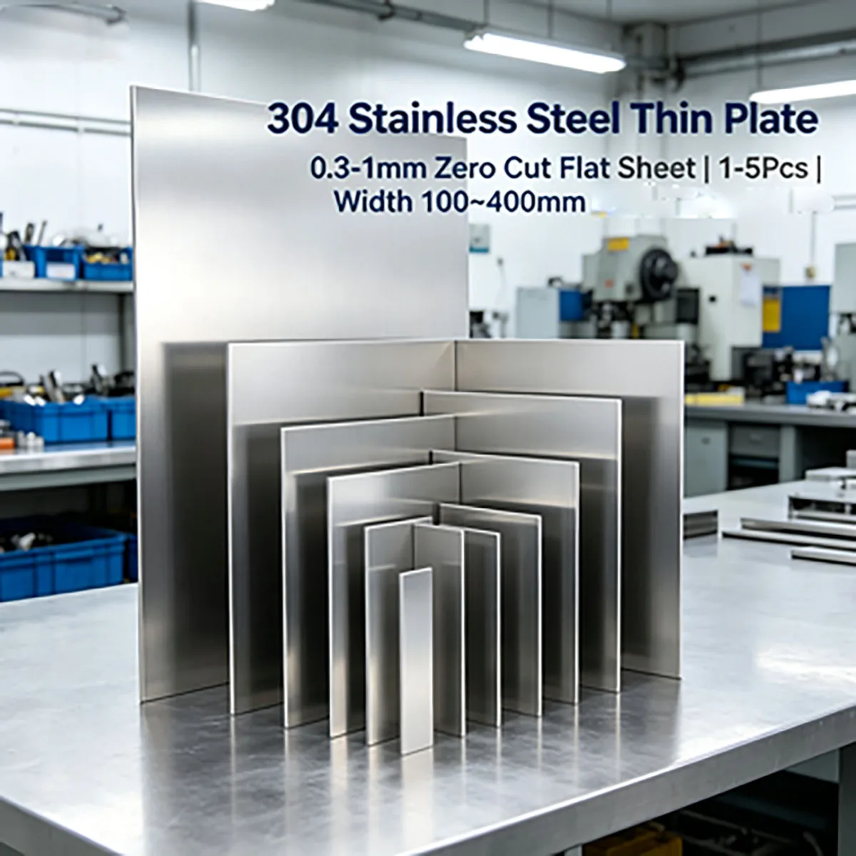 0.3-1mm Zero Cut Flat Sheet 1-5Pcs Width 100~400mm 304 Stainless Steel Thin Plate