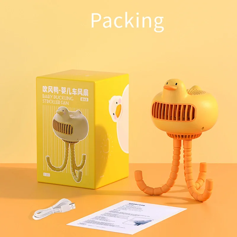 Ventilador portátil sin aspas para cochecito, aire acondicionado de mano recargable por USB para exteriores, silencioso, Enfriador de aire de escritorio plegable de 3 engranajes