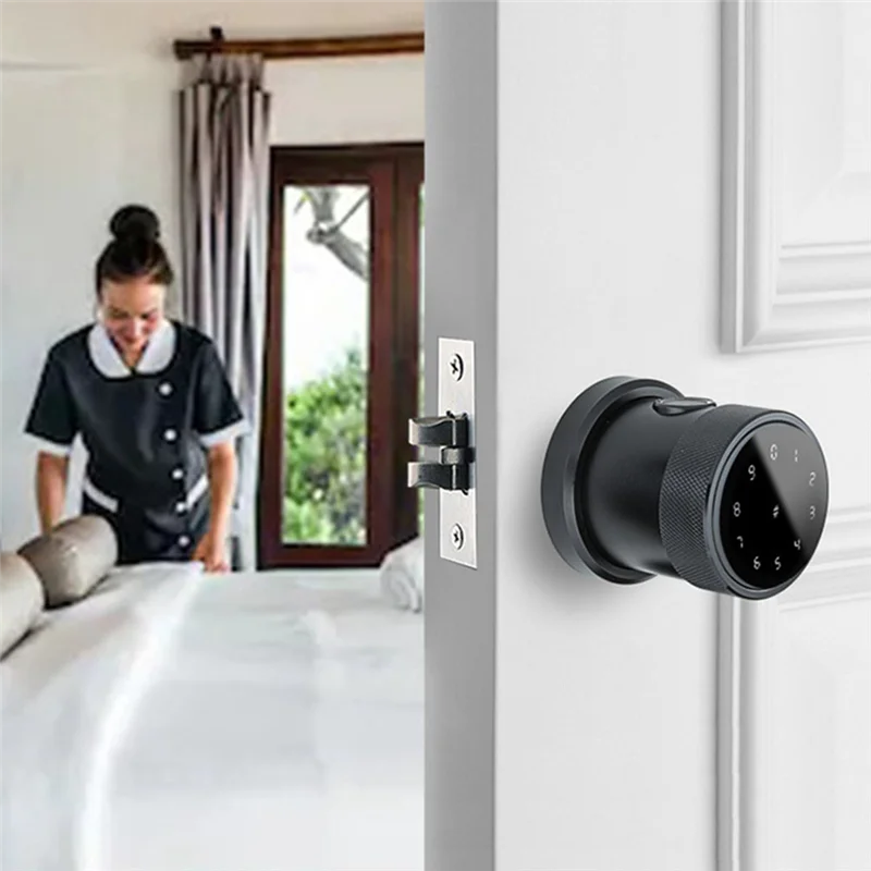 

Luckshopping Usa Door Handle Biometric Fingerprint Keypad Digital Electronic Wifi Ttlock Smart Bedroom Round Knob Door Lock