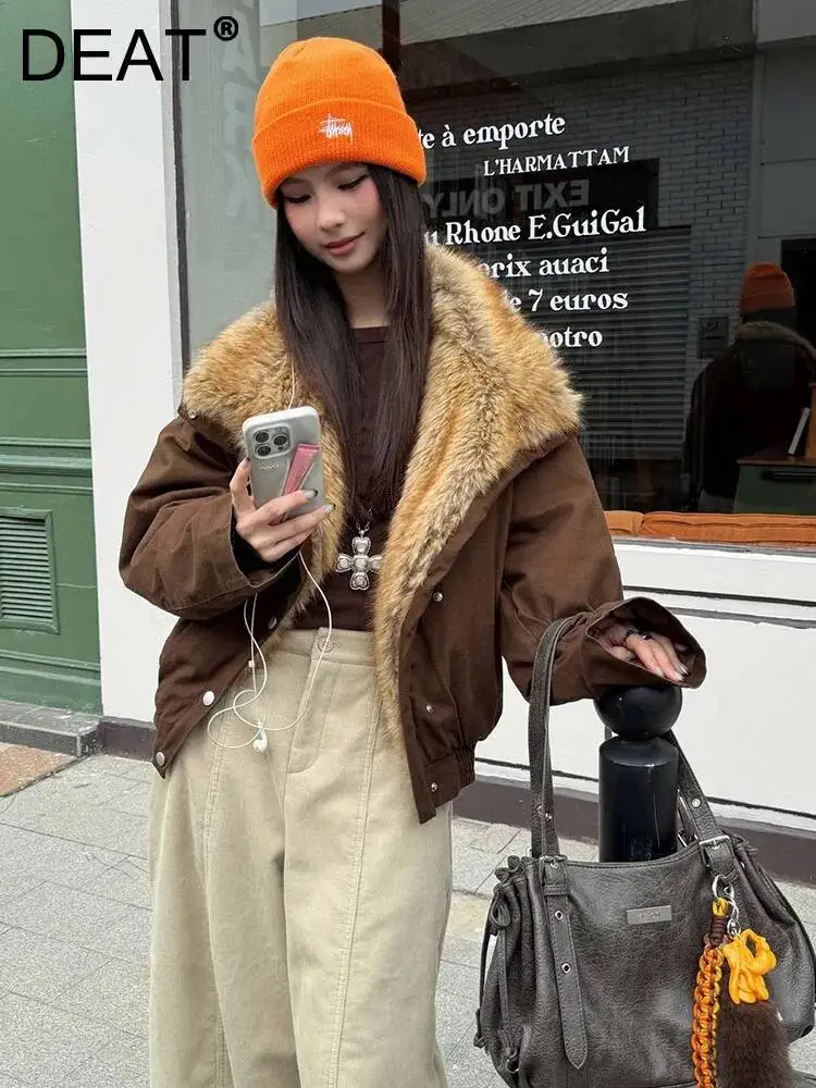 

Fashion Green Cotton-Padded Coat Women's Stanc Collar Loose Single Breasted Thick Cold-Proof Parka Jacket Winter New 7A2195