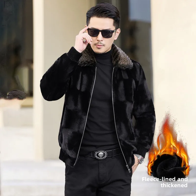 

Новая мужская мода осени/зимы 2025: мужская флисовая куртка из золотой норки, деловое повседневное классическое легкое роскошное пальто