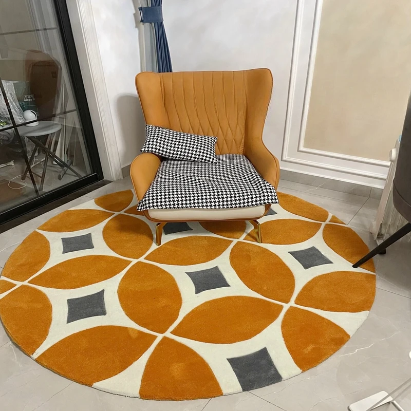 Orange circular carpet, light luxury, American European style living room mat, coffee table, bedroom, bedside study, cloakroom