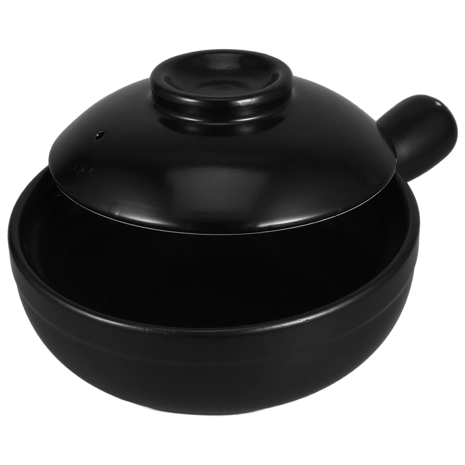 

900ml Ceramic Clay Pot Traditional Chinese Cooking Pot Single Handle Lid for Rice Stews Porridge Microwave Stovetop Cooking