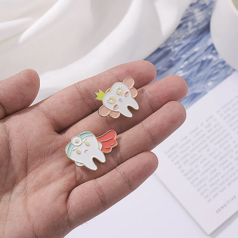 Lovely Tooth Enamel Pin Rabbit Animal Dentist Brooch Badge Metal Accessories Lapel Pin Backpack Hat Gift Doctor Nurse Jewelry image 4