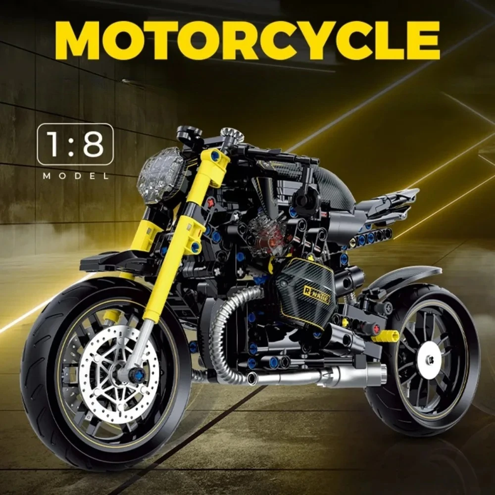 1:8 City Racing Technische Motorfiets Bouwstenen Duke Harleys Motor Racer Bricks Monteren Model Speelgoed Verjaardagscadeautjes